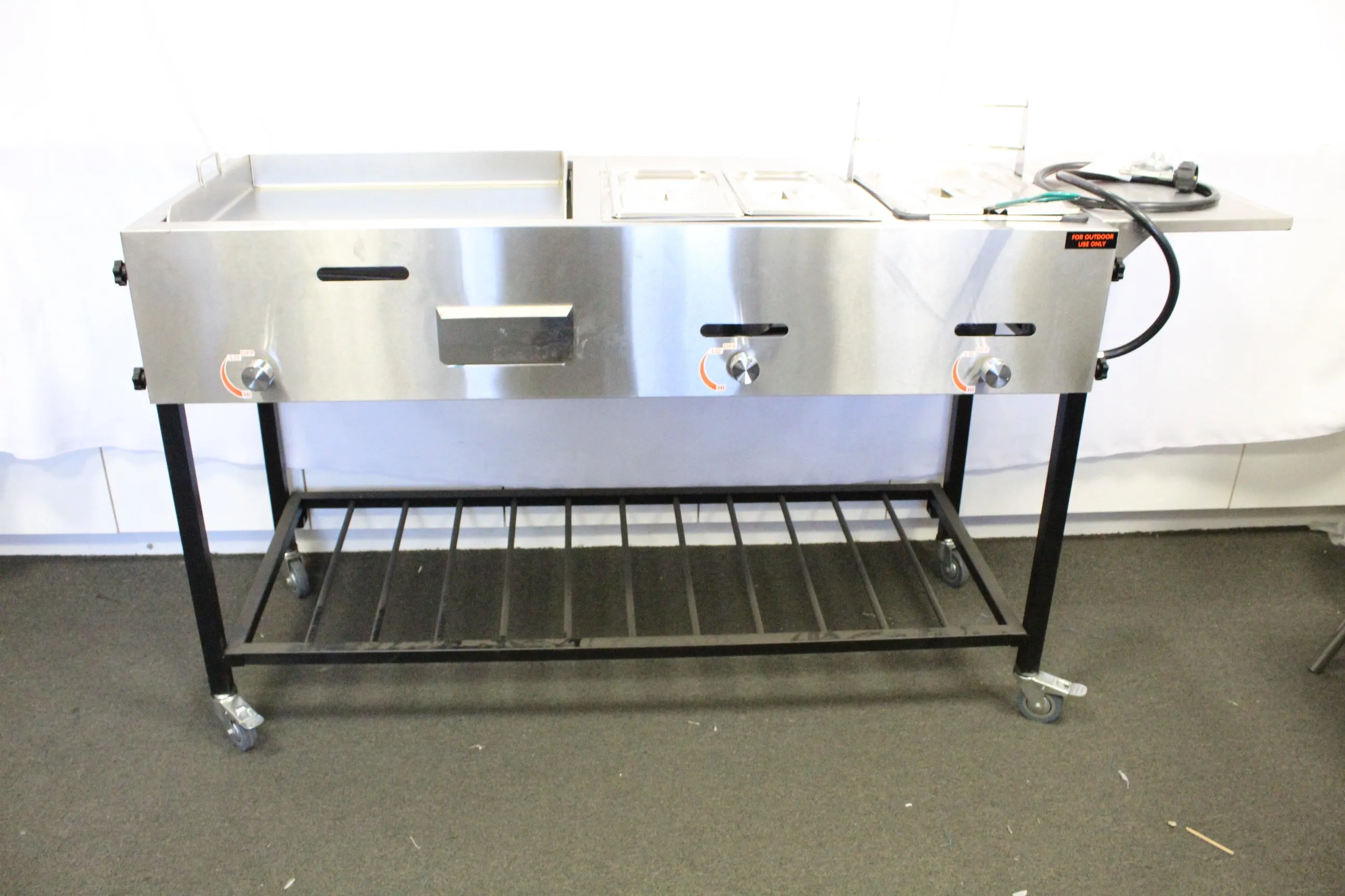 3 in 1 Taco Cart/ Carrito taquero 3 en 1 Plancha, Freidora, Vaporera