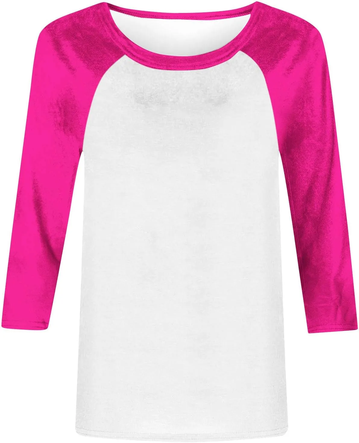 3/4 Sleeve Tops for Women Contrast Crewneck Casual Trendy Shirts Summer Jersey Sports Blouses Baseball Tee