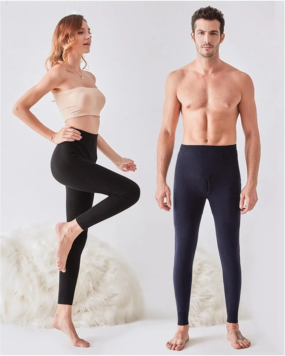 97% Cashmere Men Women Thermal Underwear Winter Leggings Mens Base Layer Womens Tights Long Johns Wool Heavy Weight