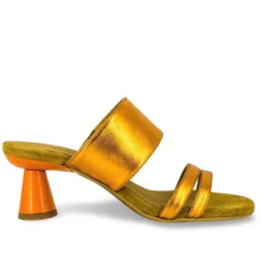 AUDLEY | SANDALIAS MUJER | TACÓN GALAXY MATE NATRON | NARANJA