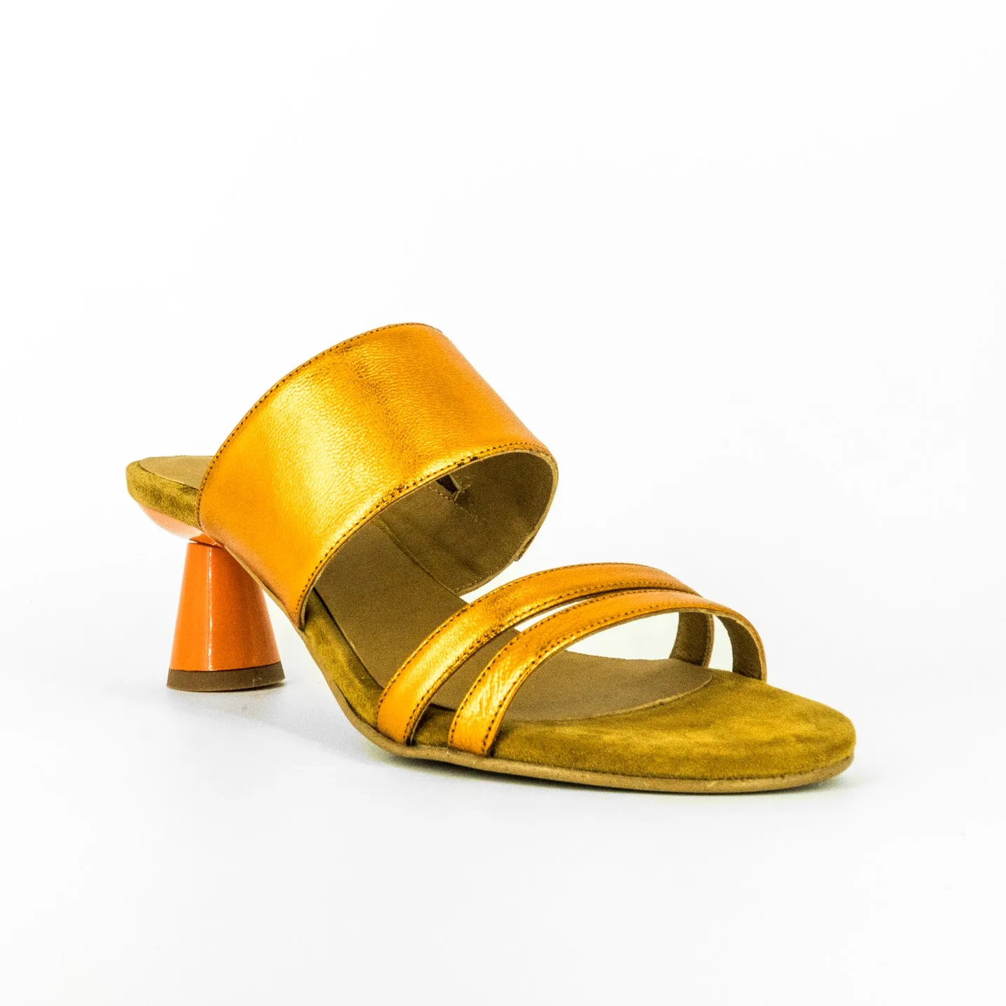 AUDLEY | SANDALIAS MUJER | TACÓN GALAXY MATE NATRON | NARANJA