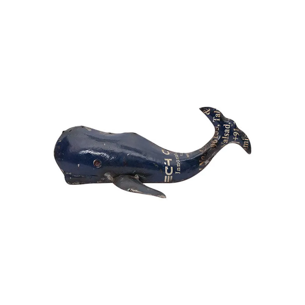 Ballena azul hecha de metal recuperado bidones - D6738