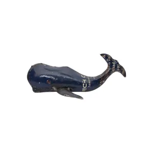 Ballena azul hecha de metal recuperado bidones - D6738