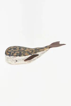 Ballena de madera pintada en tonos azul marino y blanco - D2232