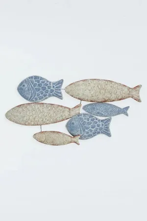 Banco de peces de hojalata para pared