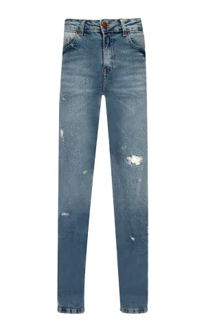 CALÇA JEANS COOL FIT BLUE WASH COM PUÍDO