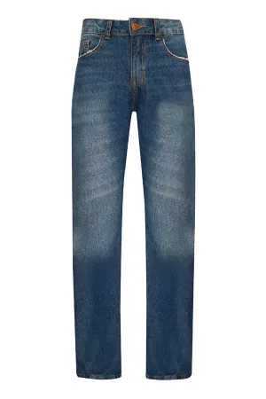 CALÇA JEANS RETA BLUE WASH