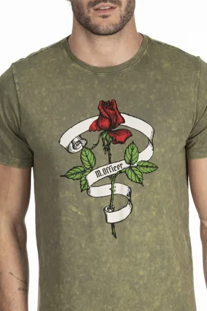 CAMISETA M/C COMFORT EM SILK EST. ROSAS MARMORIZADO