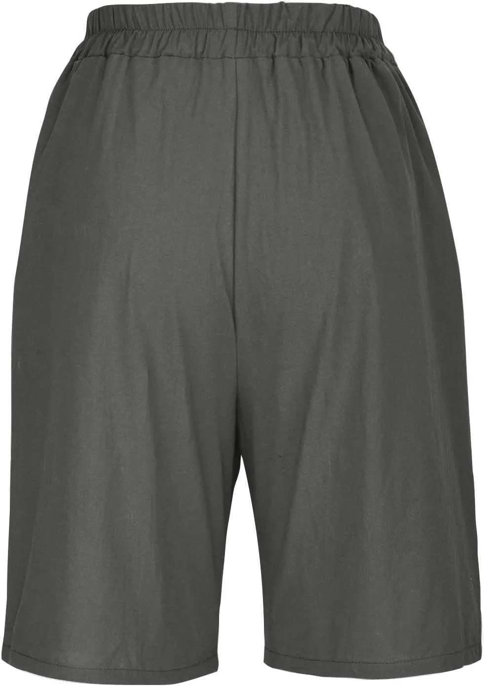 Capri Pants for Women Summer Cotton Linen Capris Wide Leg Cropped Trouser Drawstring Elastic High Waist Pants