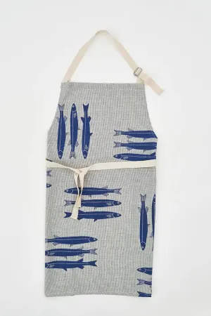 Delantal con peces en tejido chambray