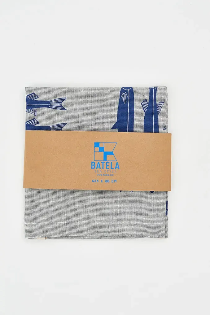 Delantal con peces en tejido chambray