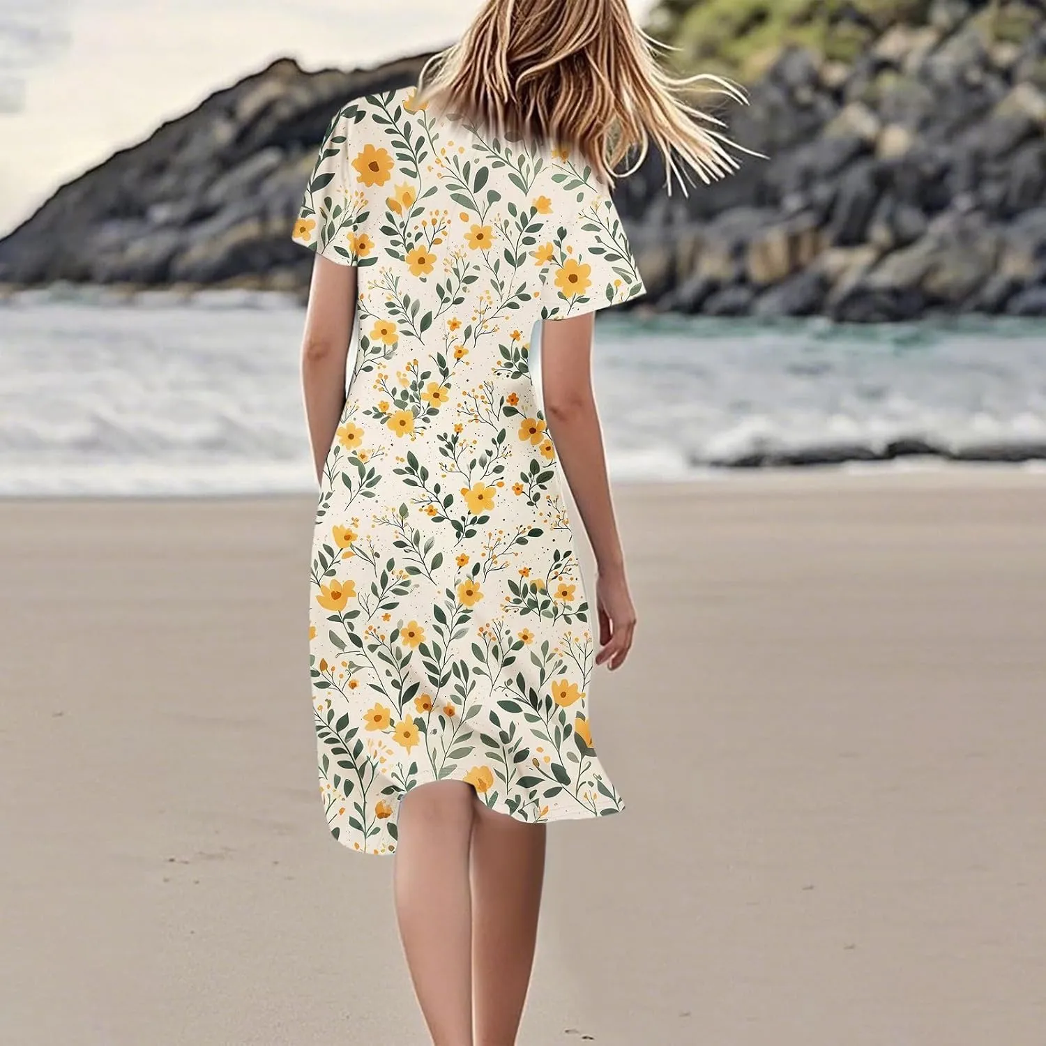 Floral Wedding Guest Dresses for Women Elegant Flutter Sleeve Empire Waist Short Dresses Boho Church Outfits