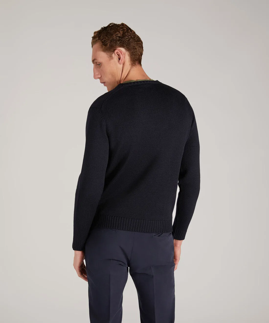 Girocollo slim fit Zanone in lana merinos