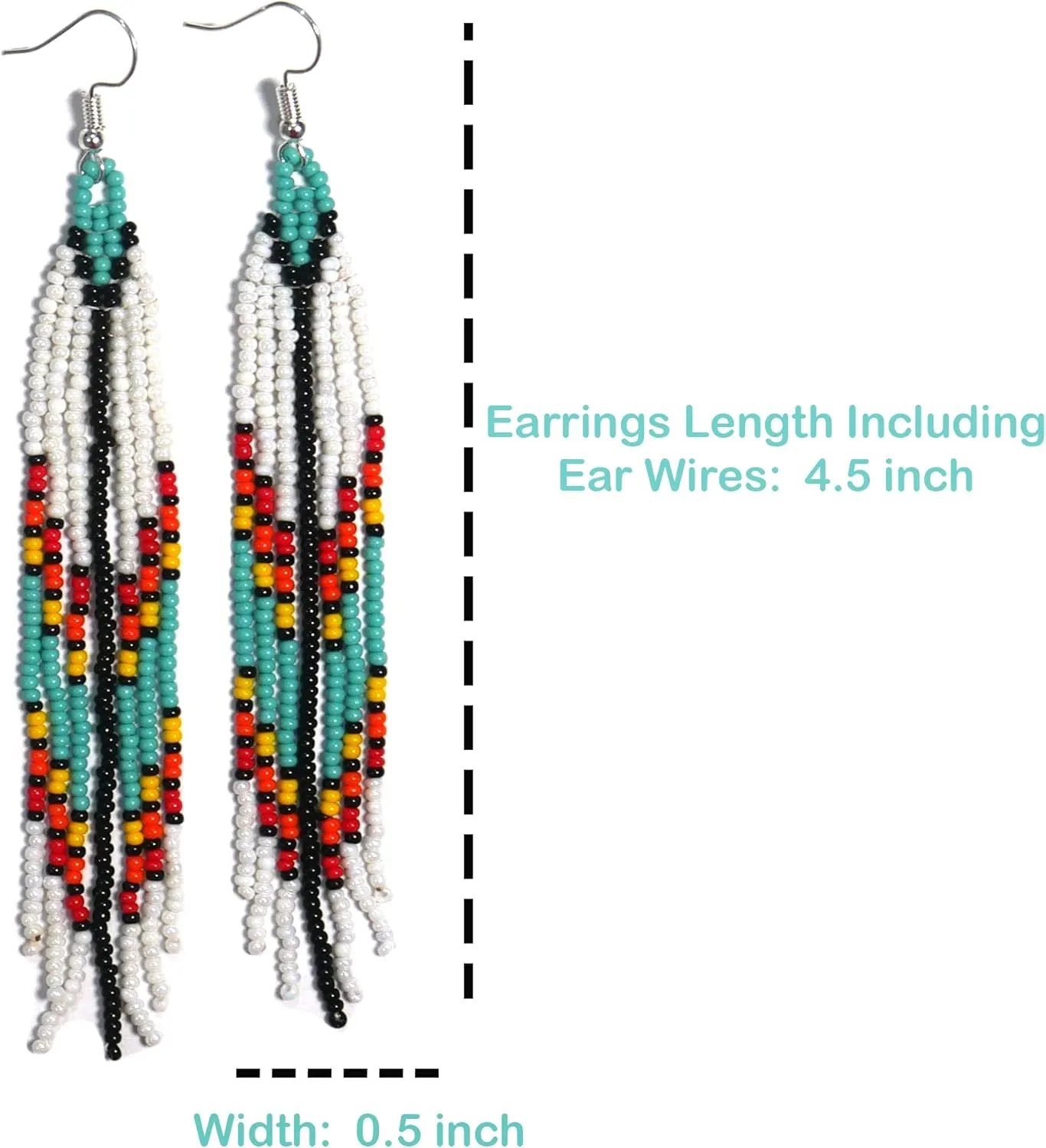 Handmade beaded native american style glass seed bead earrings Pendientes de cuentas nativas al estilo mexicano de artesanos gifts for women