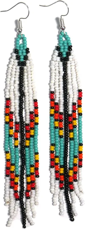 Handmade beaded native american style glass seed bead earrings Pendientes de cuentas nativas al estilo mexicano de artesanos gifts for women