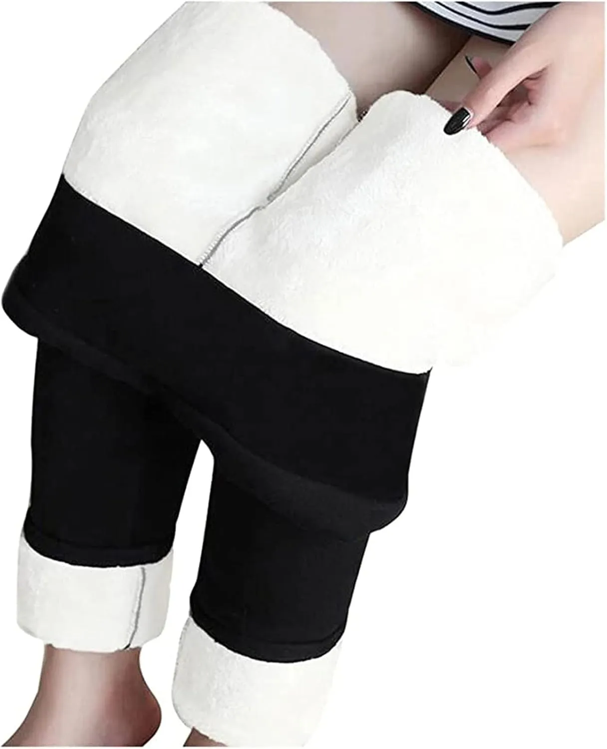 hlysgo Petite Pants for Women Winter Warm Sherpa Fleece Lined Leggings Casual Slim Fit Thickened Thermal Pants Trousers