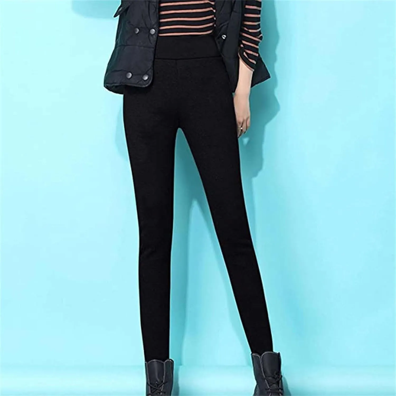 hlysgo Petite Pants for Women Winter Warm Sherpa Fleece Lined Leggings Casual Slim Fit Thickened Thermal Pants Trousers