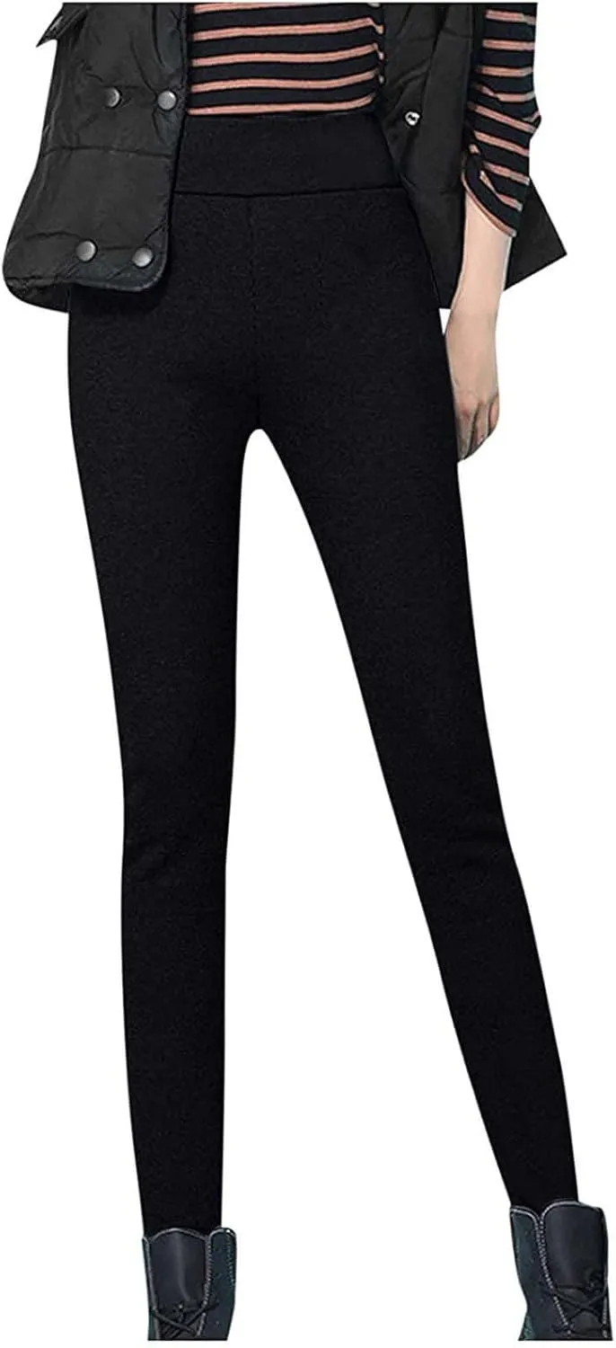 hlysgo Petite Pants for Women Winter Warm Sherpa Fleece Lined Leggings Casual Slim Fit Thickened Thermal Pants Trousers