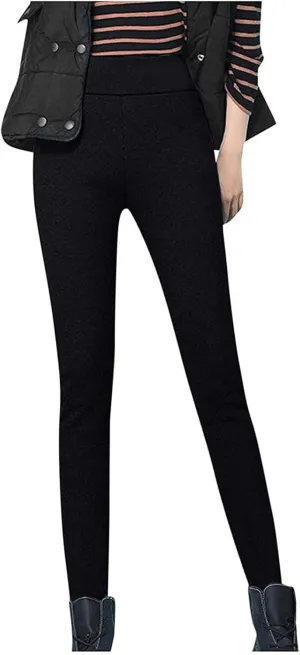 hlysgo Petite Pants for Women Winter Warm Sherpa Fleece Lined Leggings Casual Slim Fit Thickened Thermal Pants Trousers