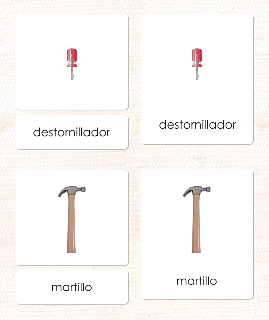 Imperfect Spanish The Child's Tools 3-Part Cards
