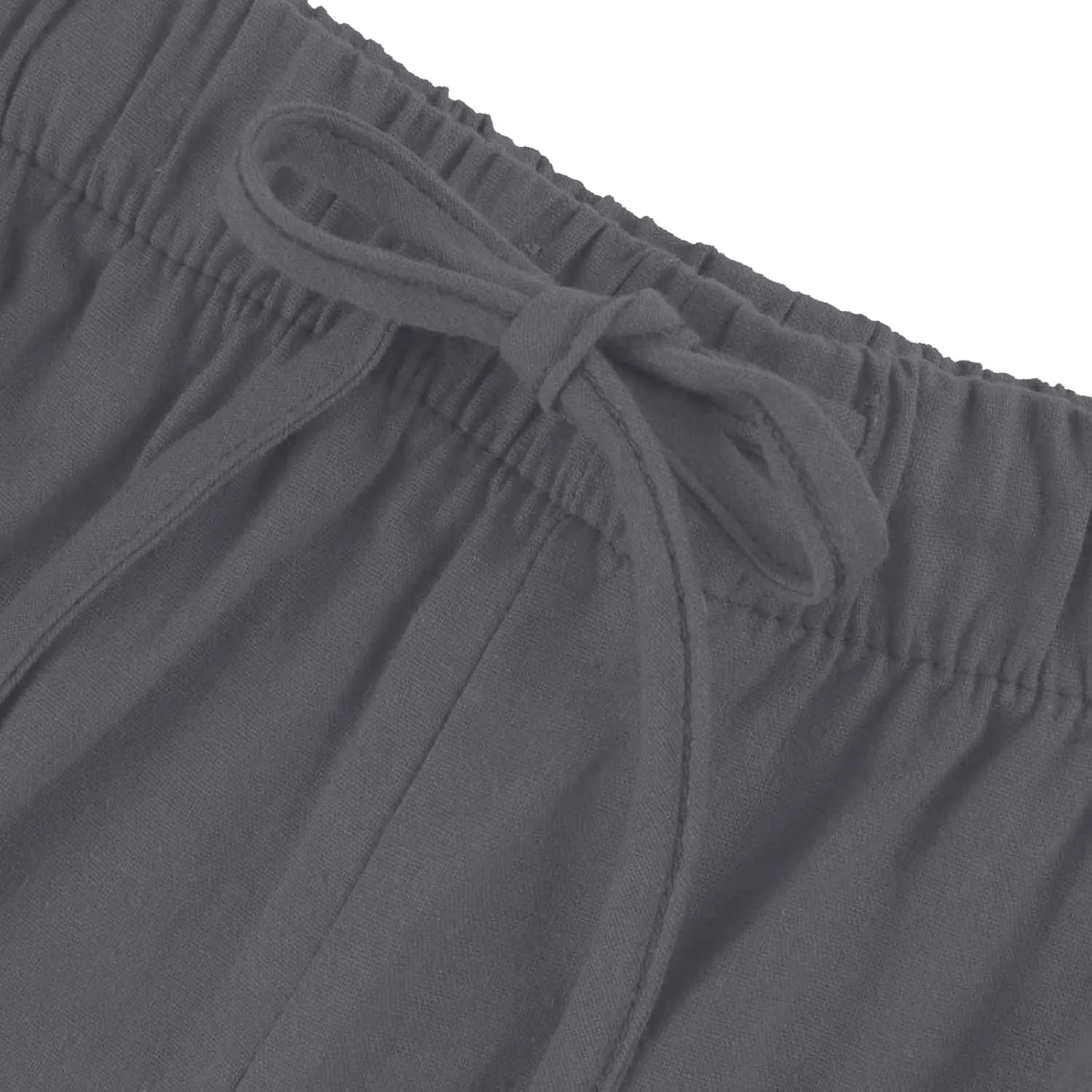 Linen Pants Women,Casual Pants Trendy Wide Leg High Waisted Cotton Linen Drawstring Summer Trouser with Pockets
