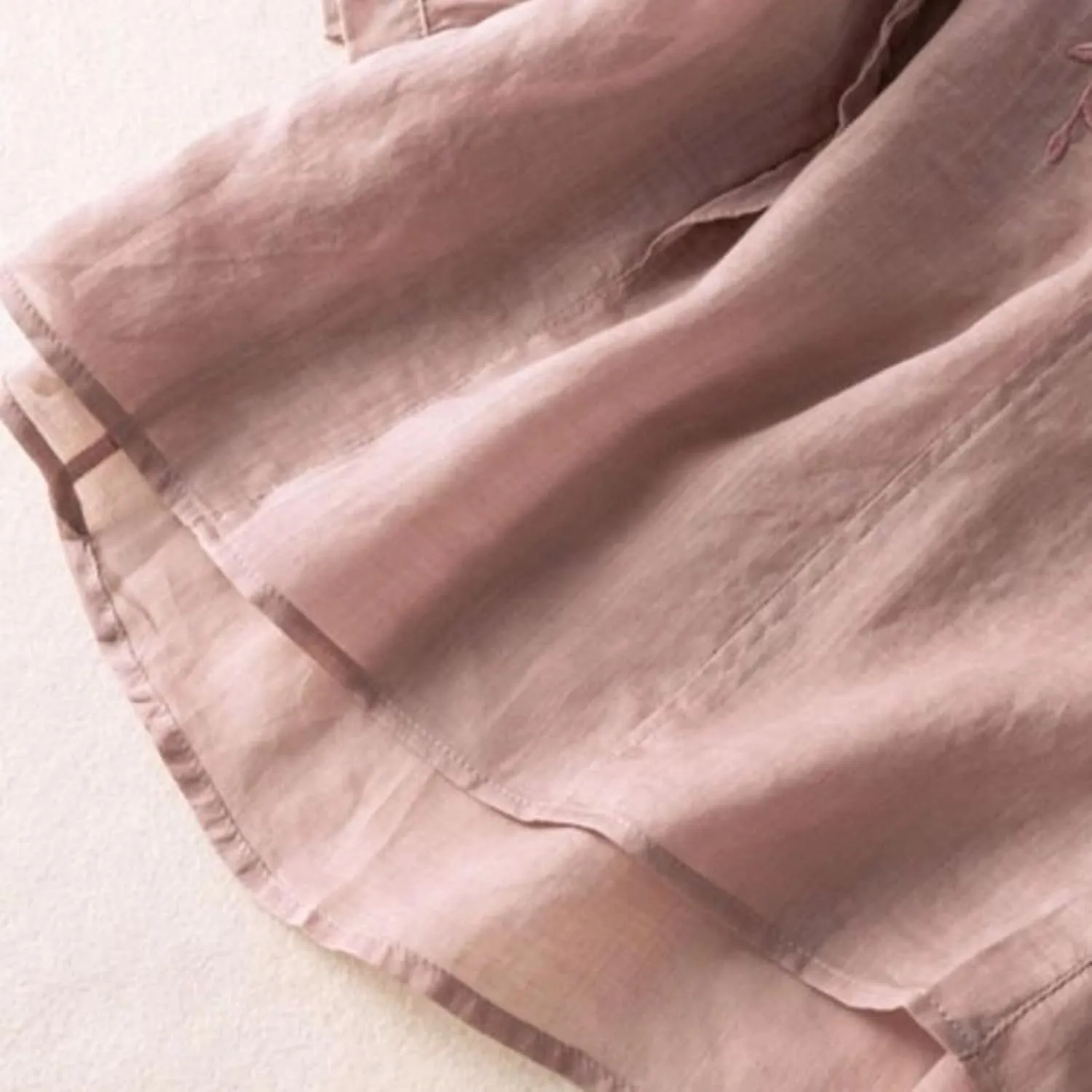Linen Shirts for Women 2025 Trendy Summer Retro Embroidered 3/4 Sleeve Tops Dressy Casual Loose Boho Cute Blouses