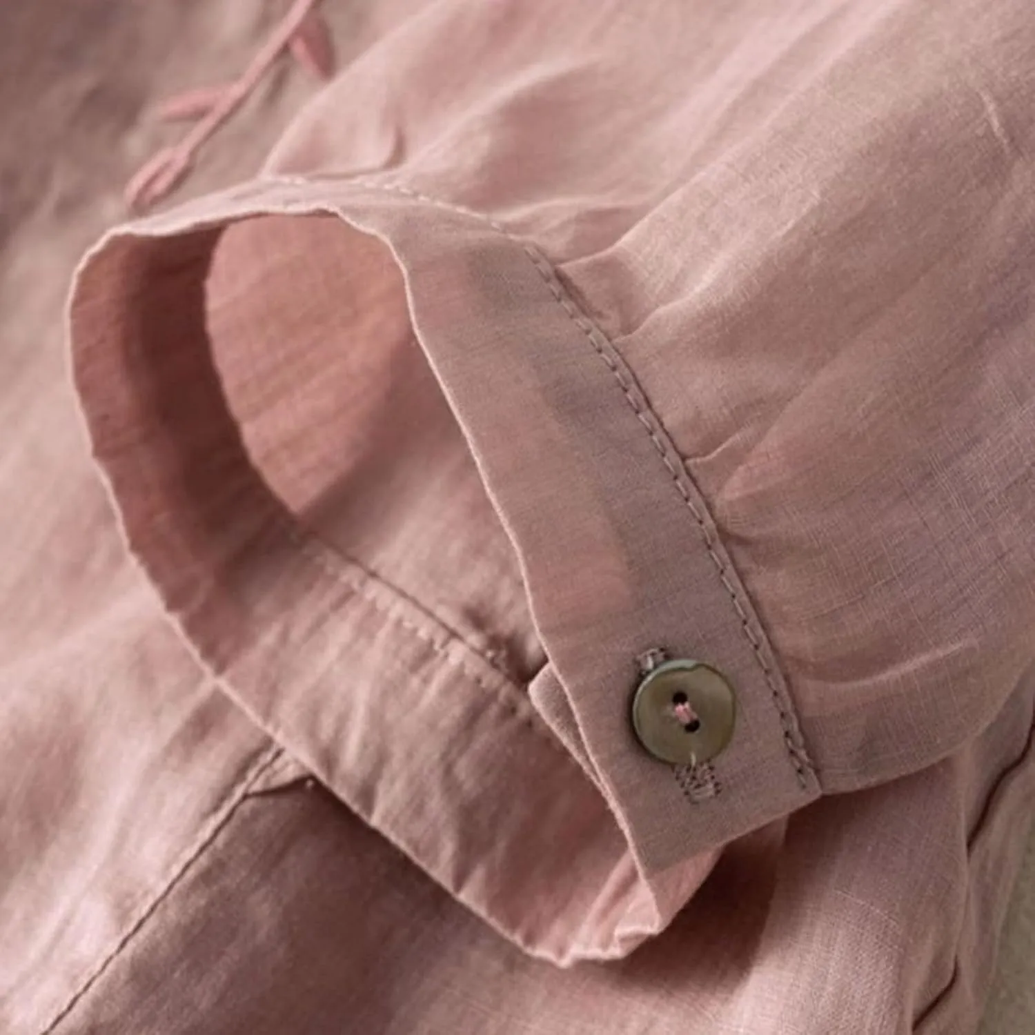 Linen Shirts for Women 2025 Trendy Summer Retro Embroidered 3/4 Sleeve Tops Dressy Casual Loose Boho Cute Blouses