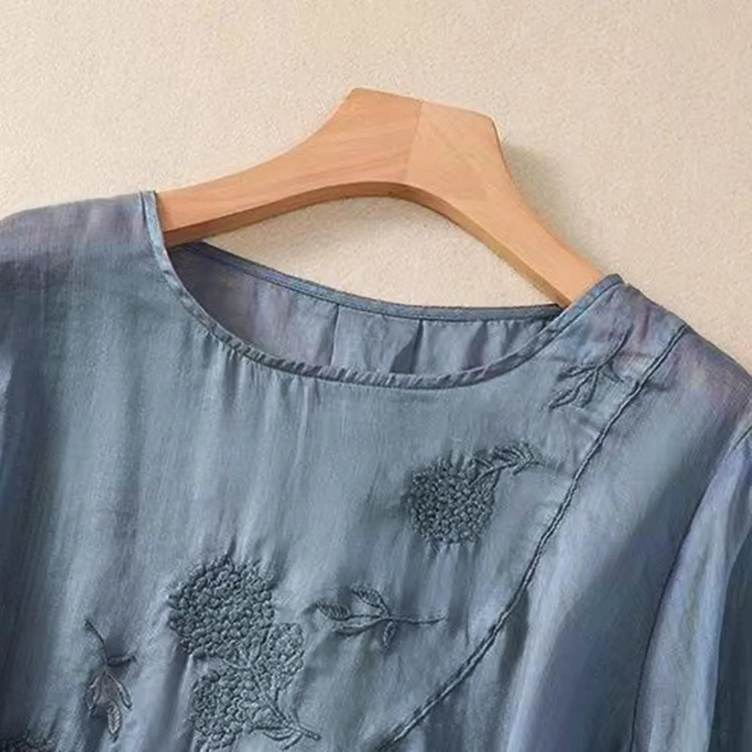 Linen Shirts for Women Summer Flowy Embroidered Cotton Peasant Tops 2025 Elbow Sleeve Cute Boho Tunic Dressy Tops