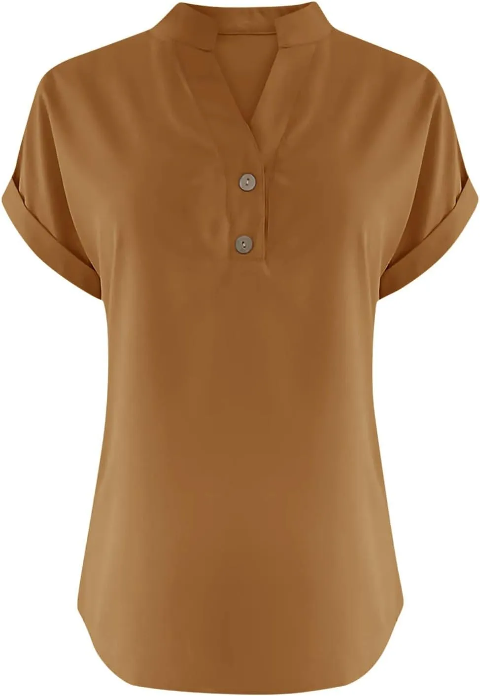 Linen Shirts for Womens Cotton Button Up Tops Summer Short Sleeve Roll Up Loose Soft Fit V-Neck Casual Work Blouse