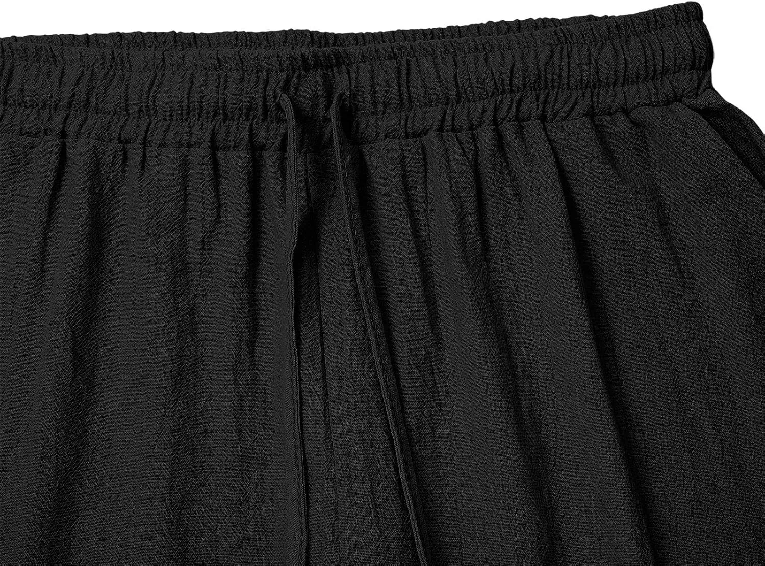 Linen Shorts for Womens High Waisted Drawstring Bermuda Shorts Summer Casual Plus Size Soft Beach Short with Pockets