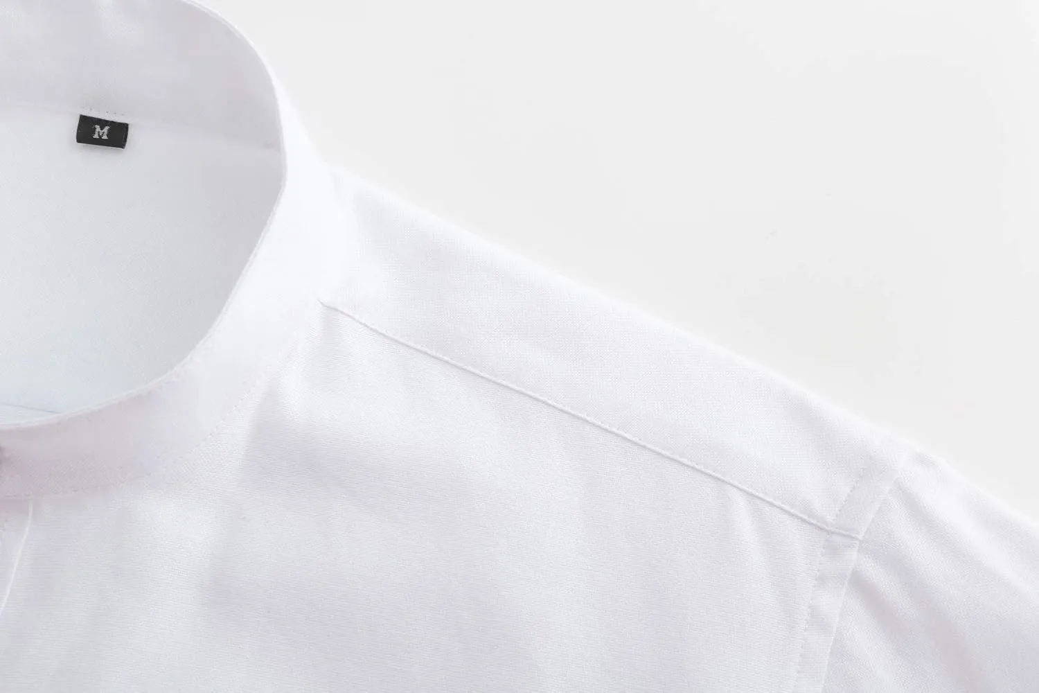Men Banded Collar Shirts Oxford Mandarin Collar Shirts Camisa sin Cuello para Hombre