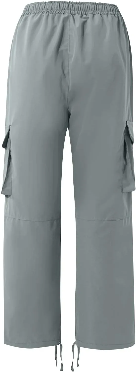 Mencomfy Cargo Pants Lightweight Outdoor Hiking Tactical Pants Palcomfy Elastic Waist Wide Leg Joggers with Pockets