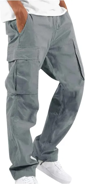 Mencomfy Cargo Pants Lightweight Outdoor Hiking Tactical Pants Palcomfy Elastic Waist Wide Leg Joggers with Pockets