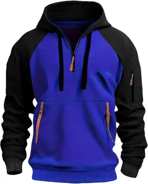 Mens Hoodies Pullover Casual Long Sleeve Waffle Hooded Sweatshirt Fashion Hoodie with Kanga Pocket