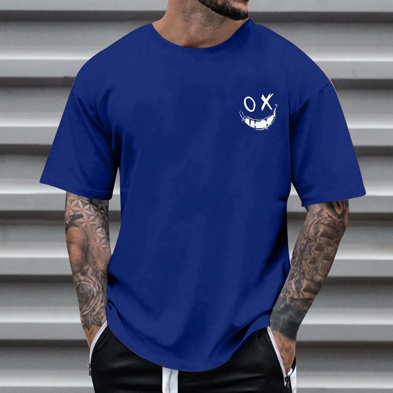 Men's Novelty Graffiti Short Sleeve Tees Vintage Hip Hop T-Shirt Hipster Crewneck Tshirt Holiday Clothes
