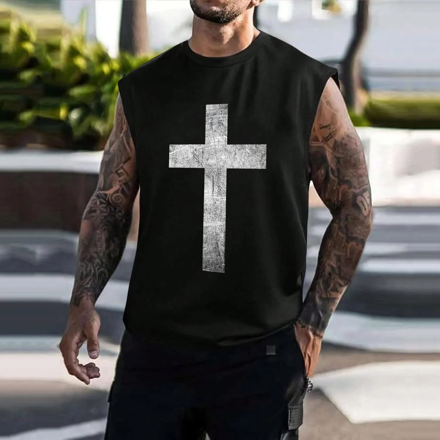 Mens Workout Shirts Top Shirt Fashion Casual Sports Beach Sleeveless Tops Fashion Loose Tanks Top Shirt Shirts For Men