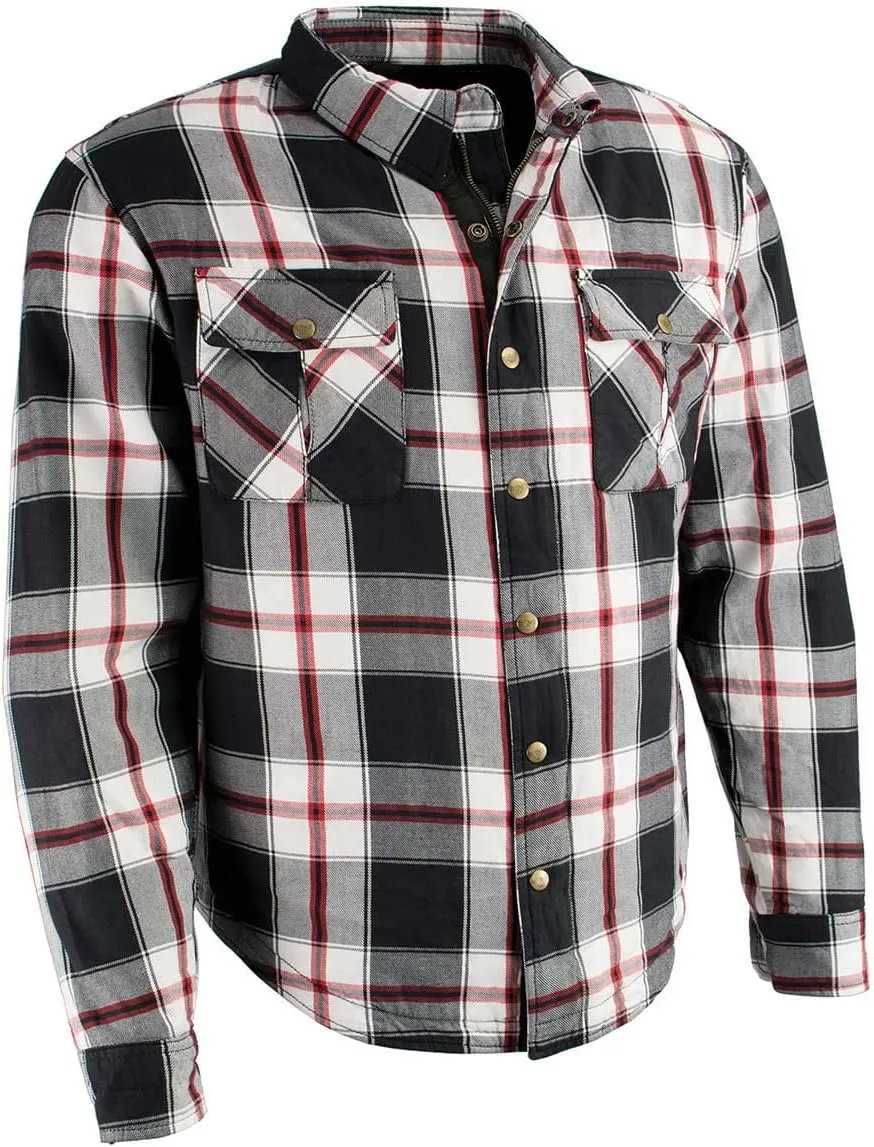 Milwaukee Leather MPM1625 Men's Plaid Flannel Biker Shirt with CE Approved Armor - Reinforced w/Aramid Fibers - 5X-Large Multi