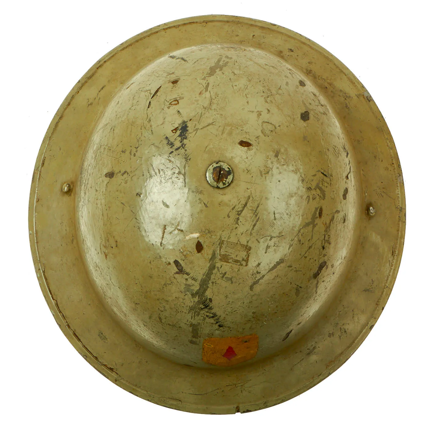 Original British WWII Unit Marked Desert Camouflage Painted Brodie MkII Steel Helmet- Dated 1939