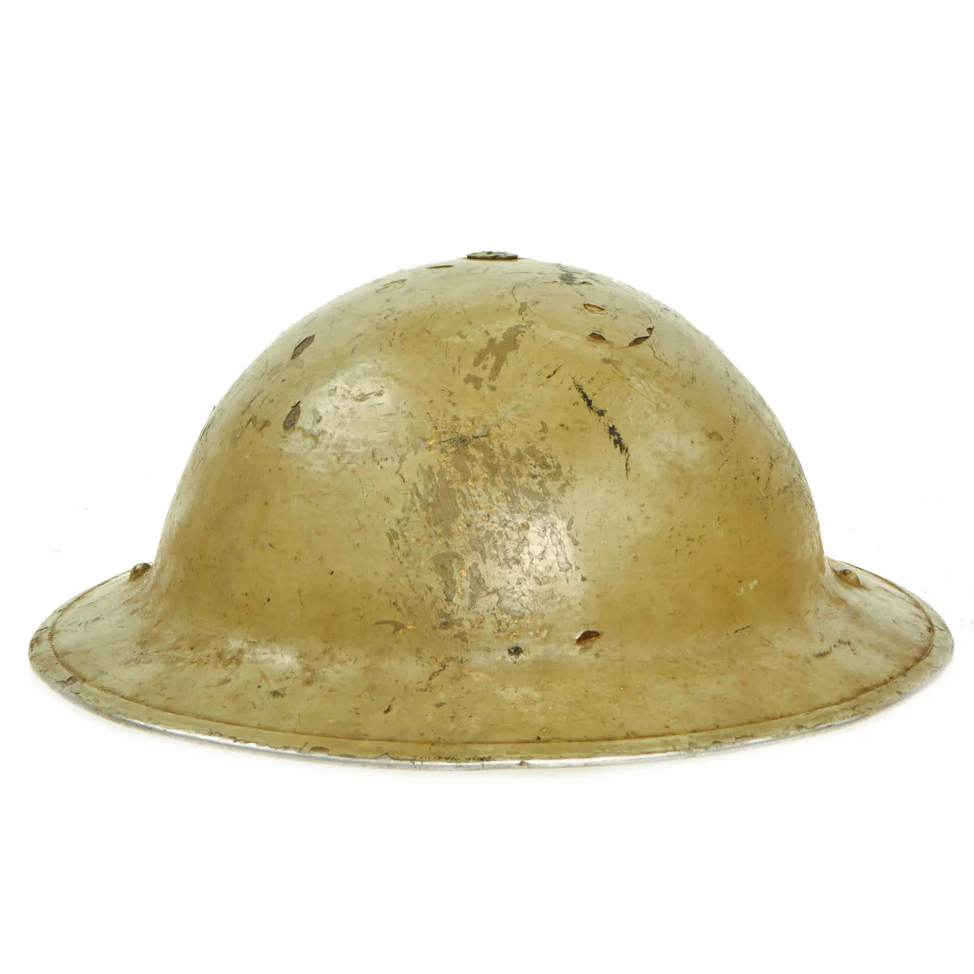 Original British WWII Unit Marked Desert Camouflage Painted Brodie MkII Steel Helmet- Dated 1939