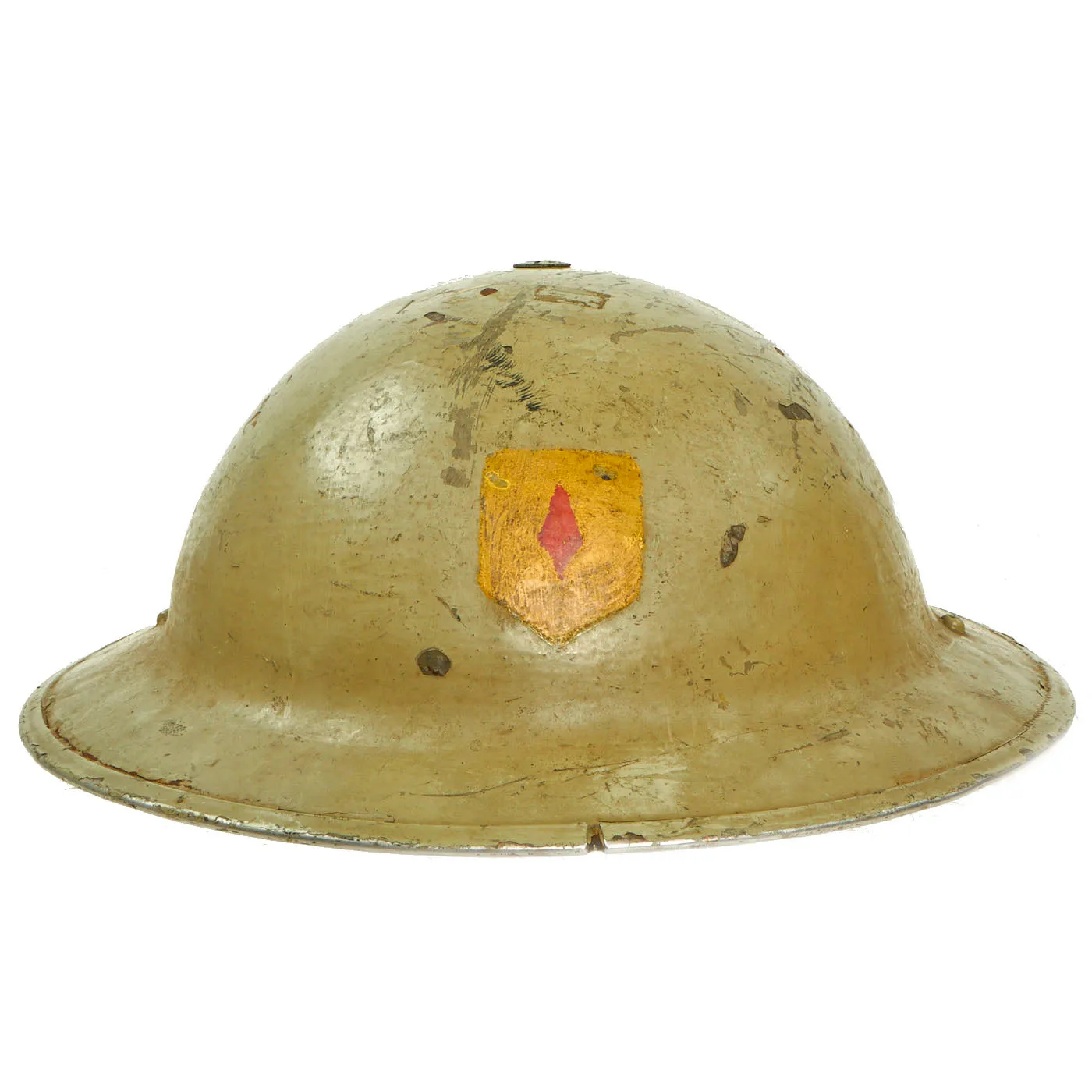 Original British WWII Unit Marked Desert Camouflage Painted Brodie MkII Steel Helmet- Dated 1939