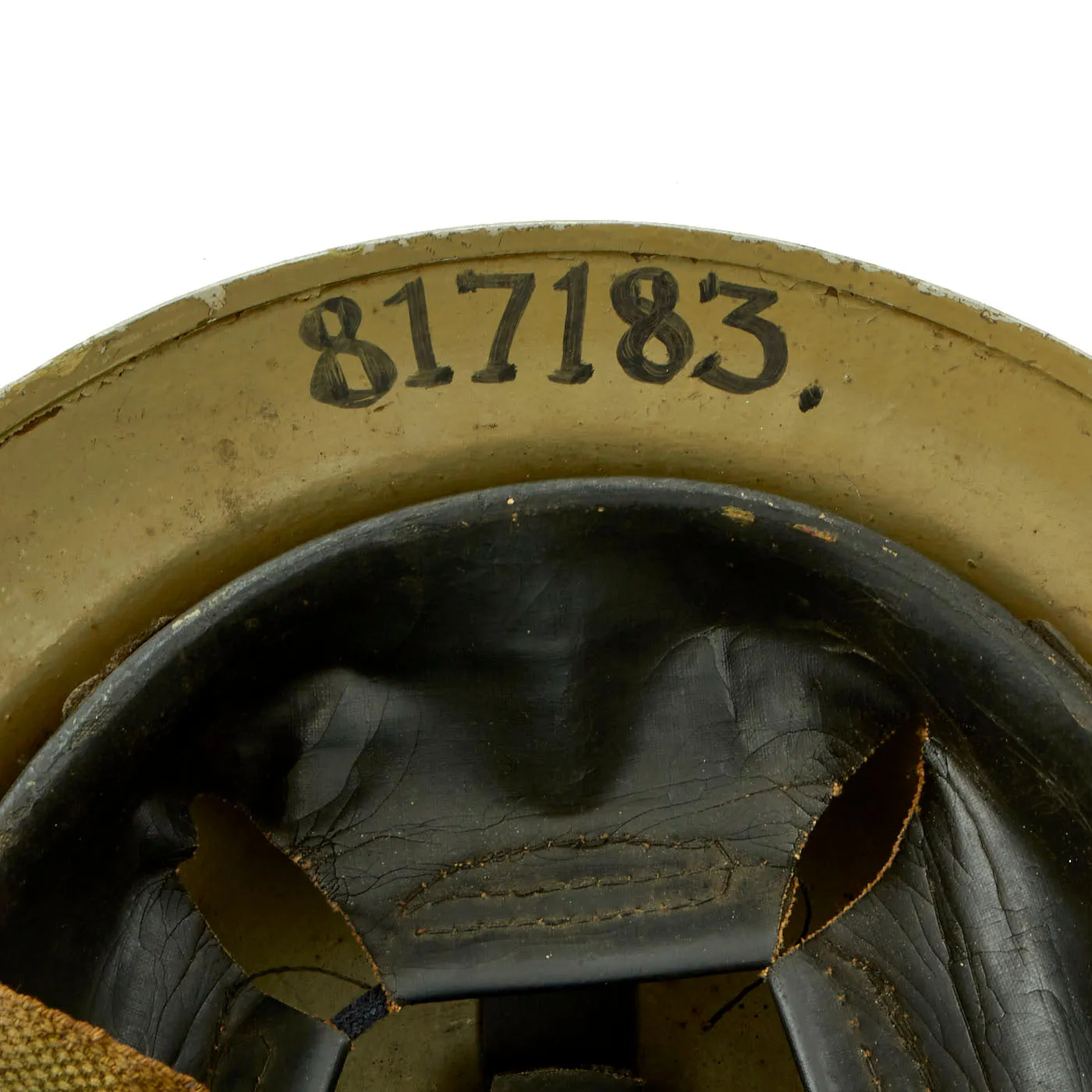 Original British WWII Unit Marked Desert Camouflage Painted Brodie MkII Steel Helmet- Dated 1939