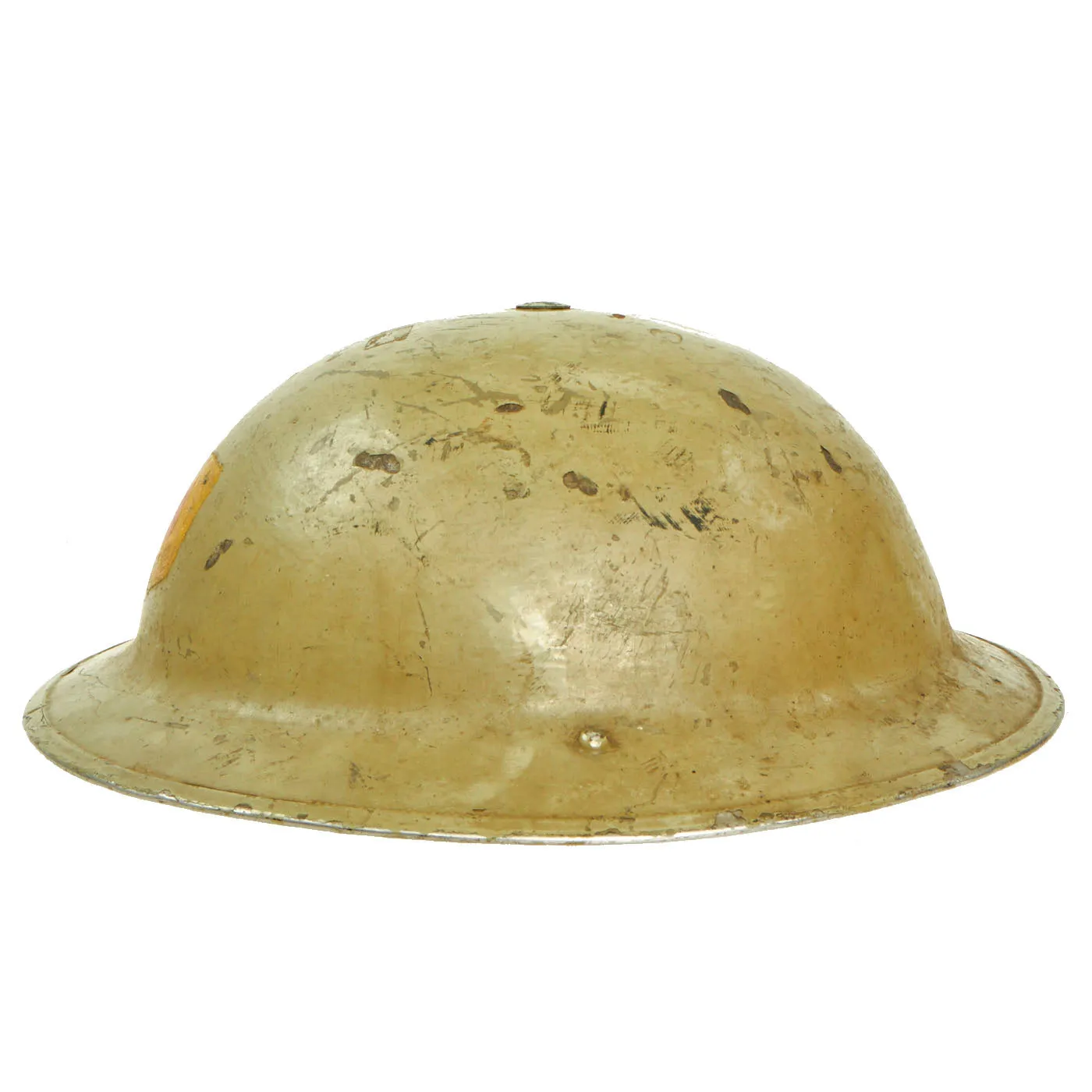 Original British WWII Unit Marked Desert Camouflage Painted Brodie MkII Steel Helmet- Dated 1939