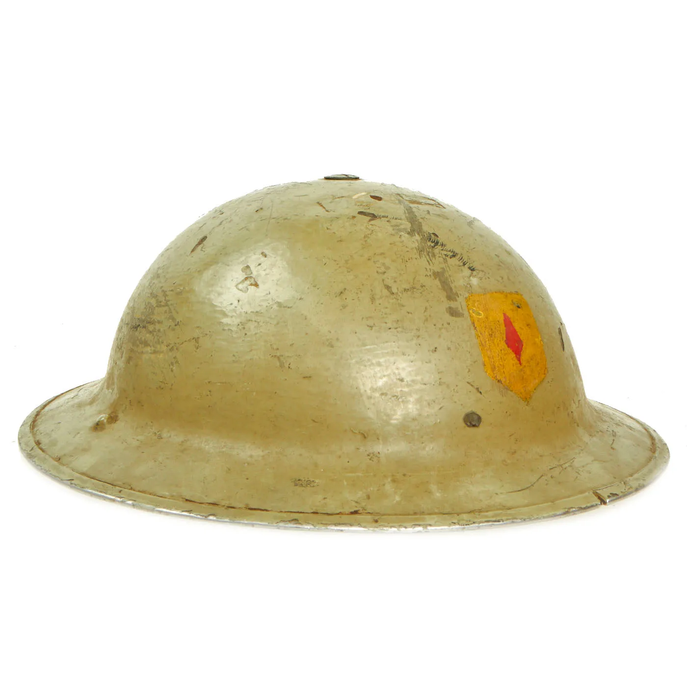 Original British WWII Unit Marked Desert Camouflage Painted Brodie MkII Steel Helmet- Dated 1939