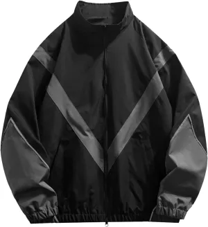 Packable Puffer Jacket Men Mens Casual Zip Up Jacket Lightweight Color Block Stitching Coats Hoodless Windproof Breathable Bomber Jacket