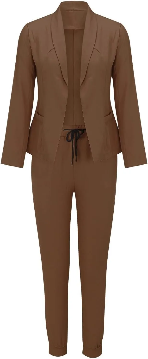 Pants Suits for Women 2 Piece Set Business Casual Outfits Blazer Work Office Jackets and Pencil Pants Dressy Suit
