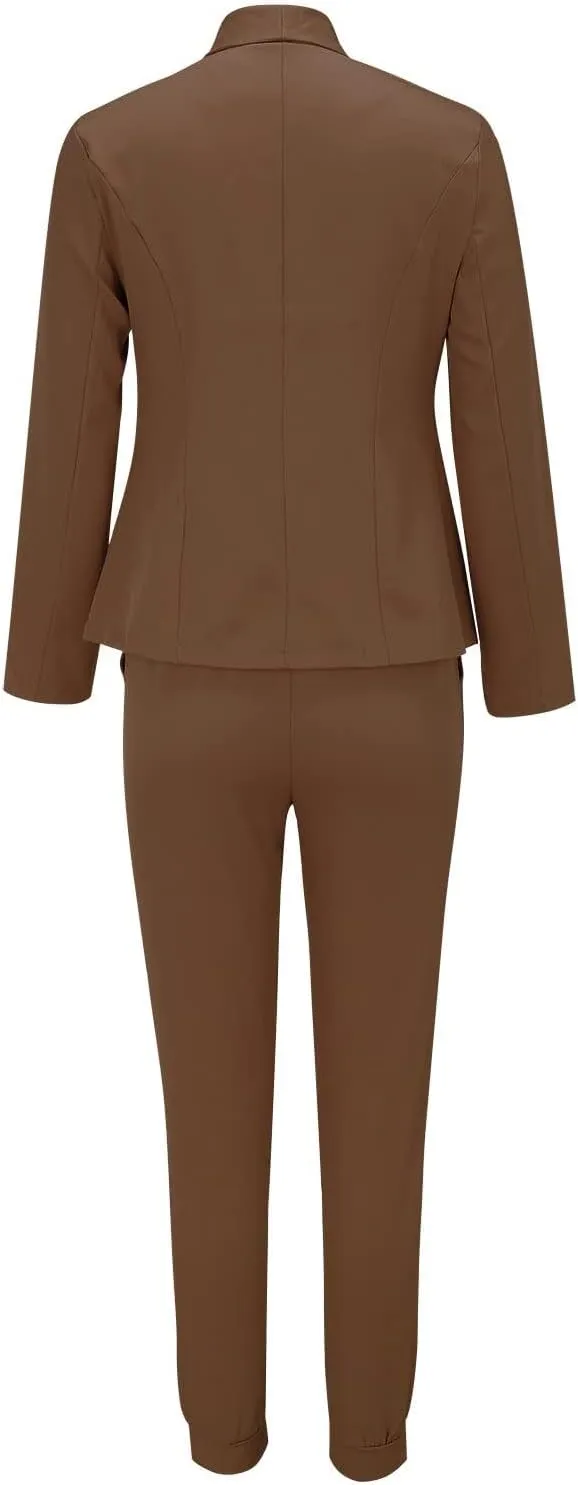 Pants Suits for Women 2 Piece Set Business Casual Outfits Blazer Work Office Jackets and Pencil Pants Dressy Suit
