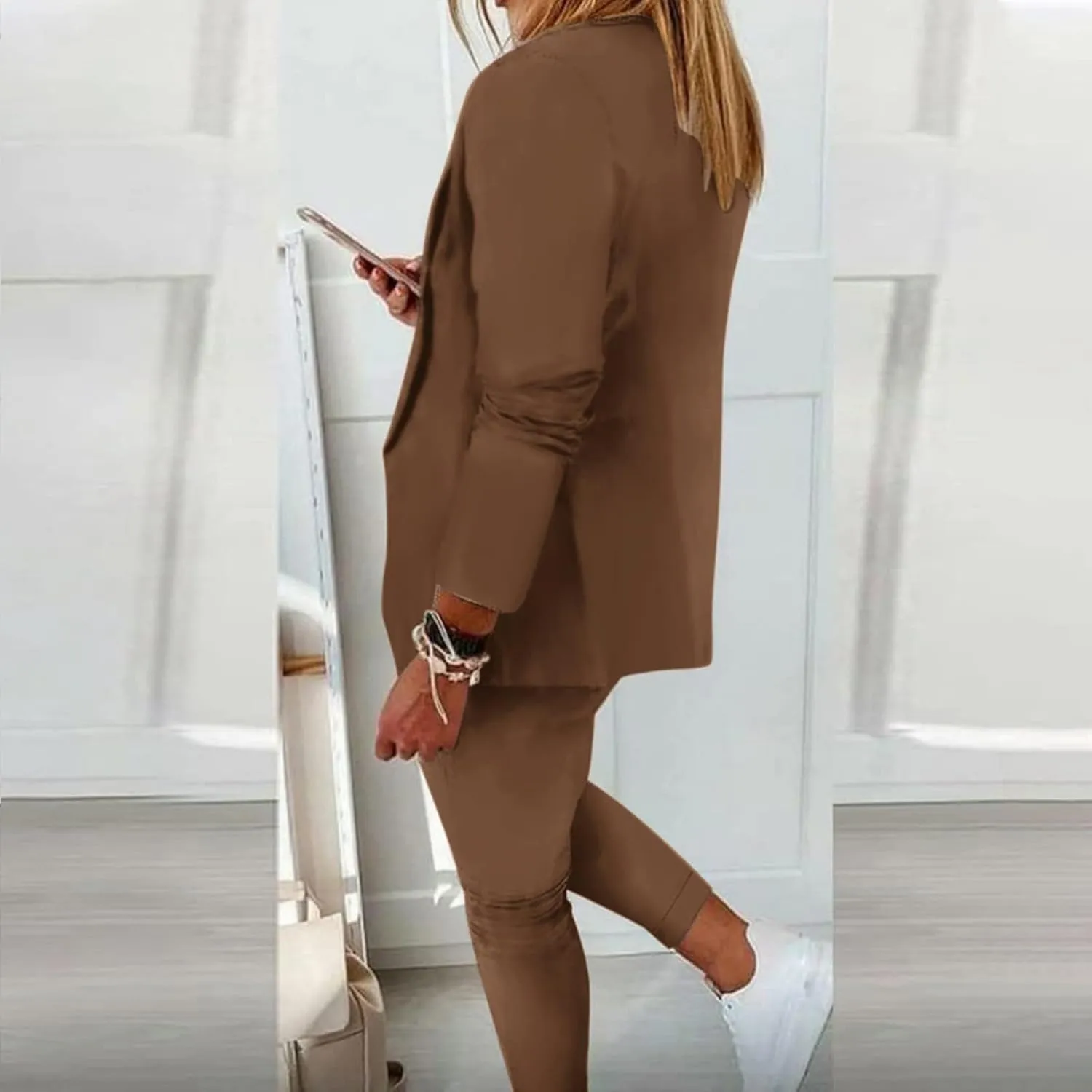 Pants Suits for Women 2 Piece Set Business Casual Outfits Blazer Work Office Jackets and Pencil Pants Dressy Suit