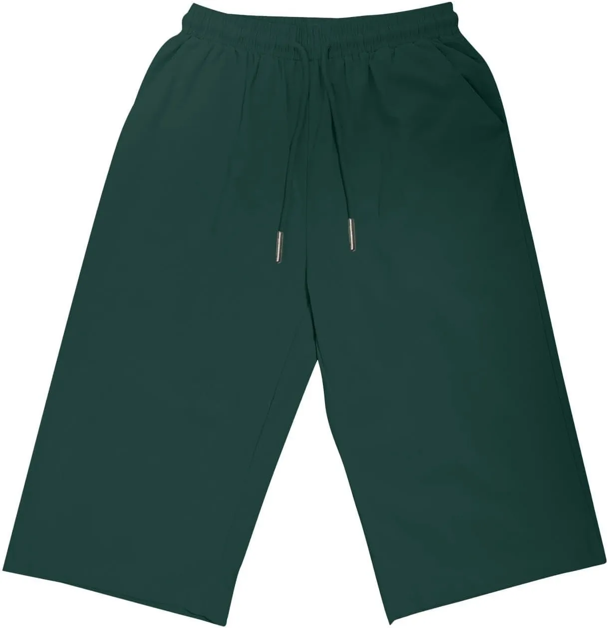 Pedal Pushers for Women Knee Length Elastic Waist Drawstring Linen Capris Pants Lightweight Summer Short