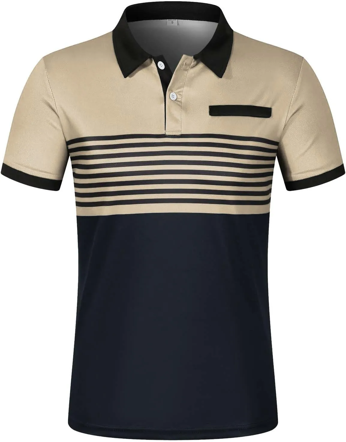 Polo Shirts for Men with Pocket Casual Collared Shirt Polos Classic Button Golf Shirt Loose Athletic Pullover