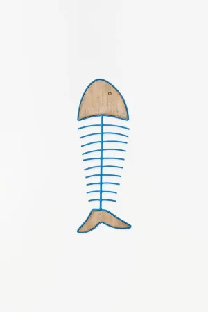 Raspa de pez hecha de madera y metal, para pared - D2268